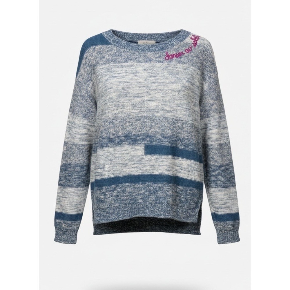 Sundance  SmallDancing In The Sun French Country Coastal Knit Blue White Sweater